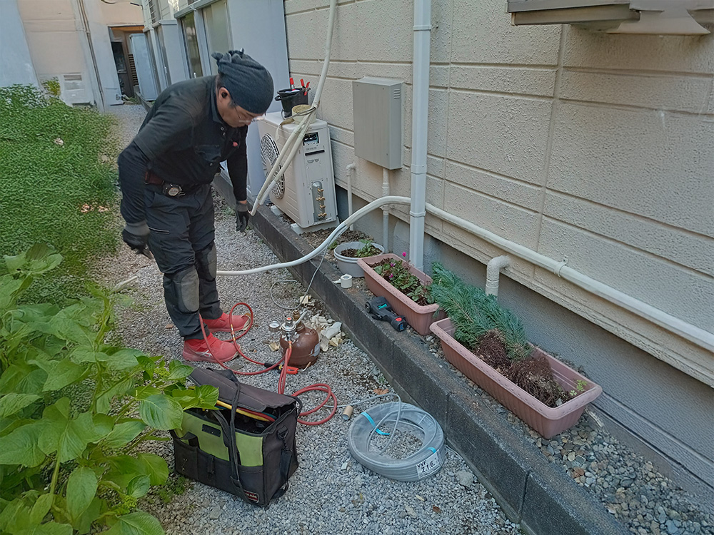 新規室外機AB配管接続