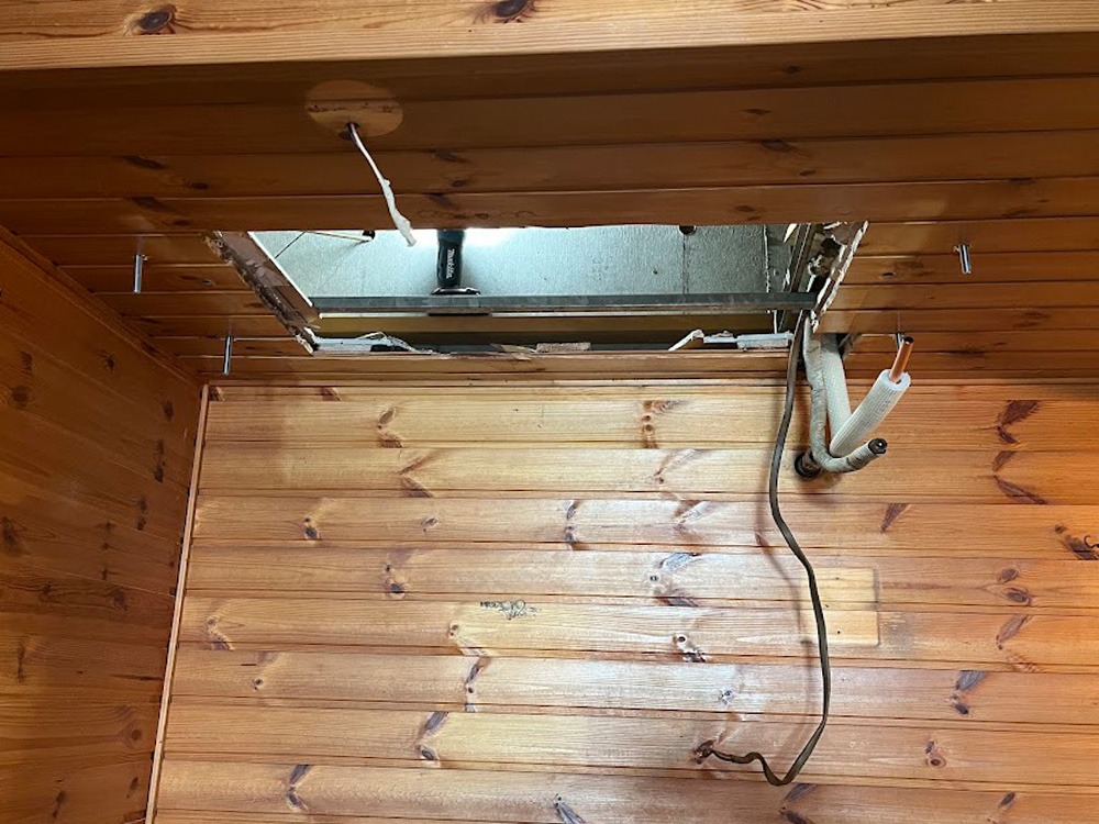 室内機側既設配管加工後