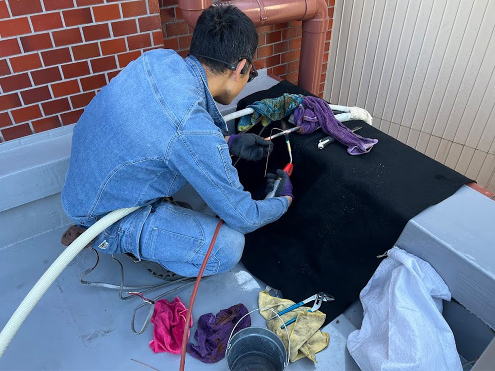 室外機側既存配管溶接①