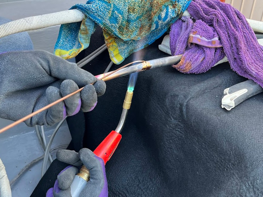 室外機側既存配管溶接②