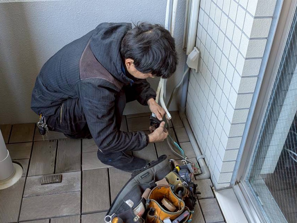 室外機側既存配管加工①