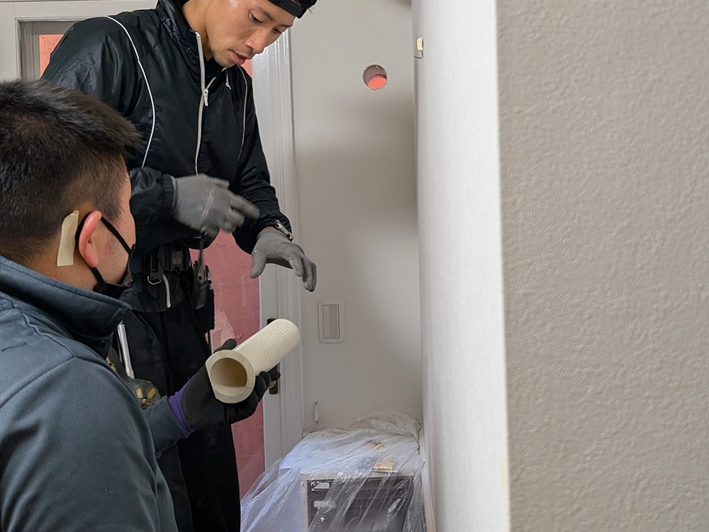 マルチ室内機Aスリーブ設置