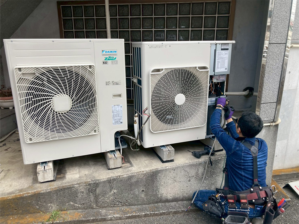 新規室外機A・B設置