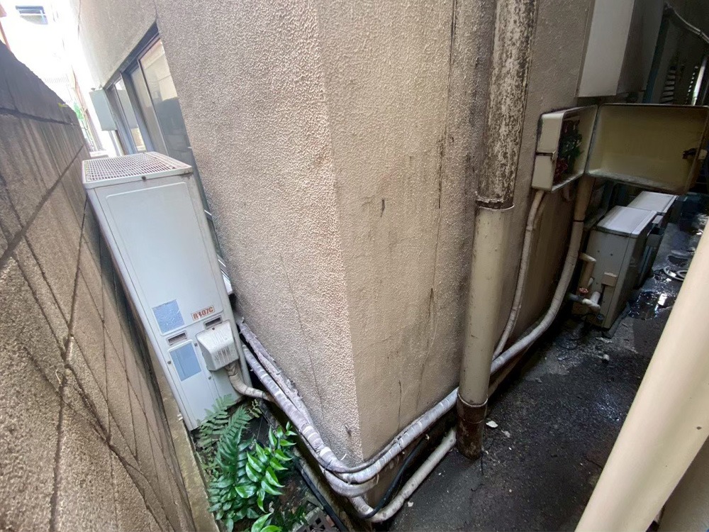 既存室外機と配管ルート・電源