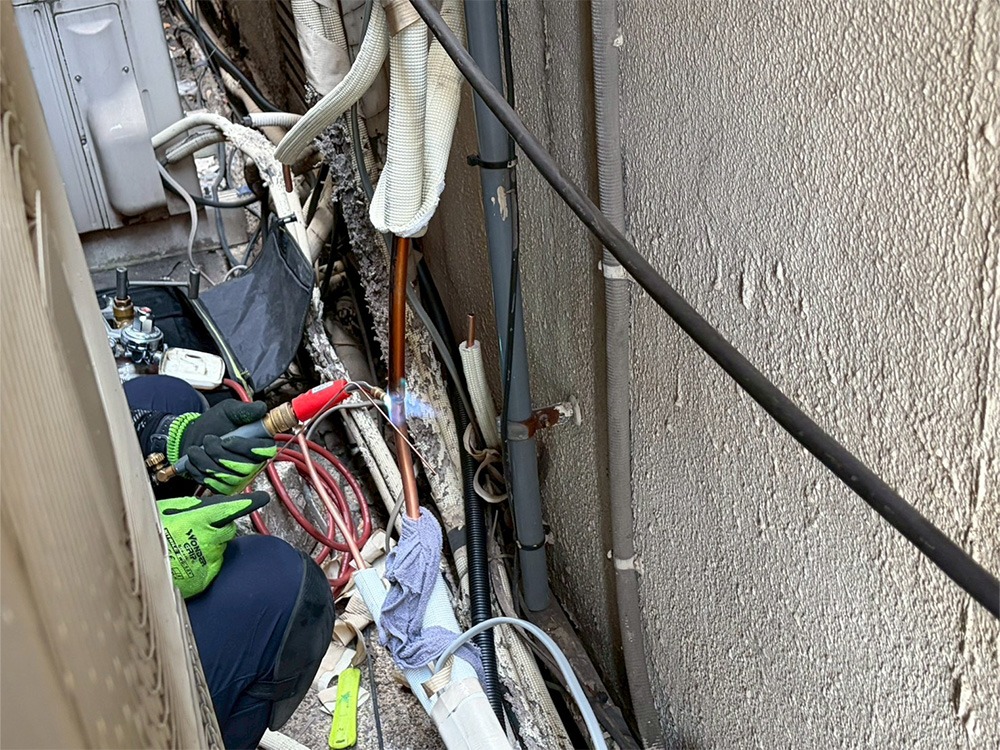 室外側配管溶接