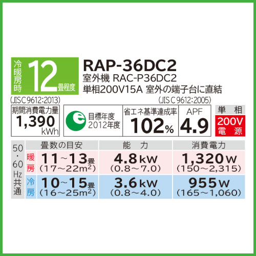 RAP-36DC2 日立 PDシリーズ 二方向天井カセットタイプ 12畳程度